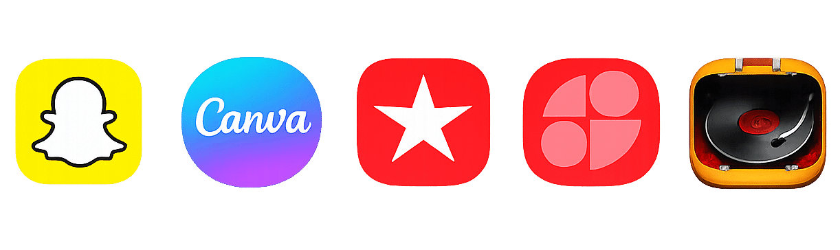 Canva, ROXI, Soundtrack Your Brand, Turntable, Snap, Coda Music